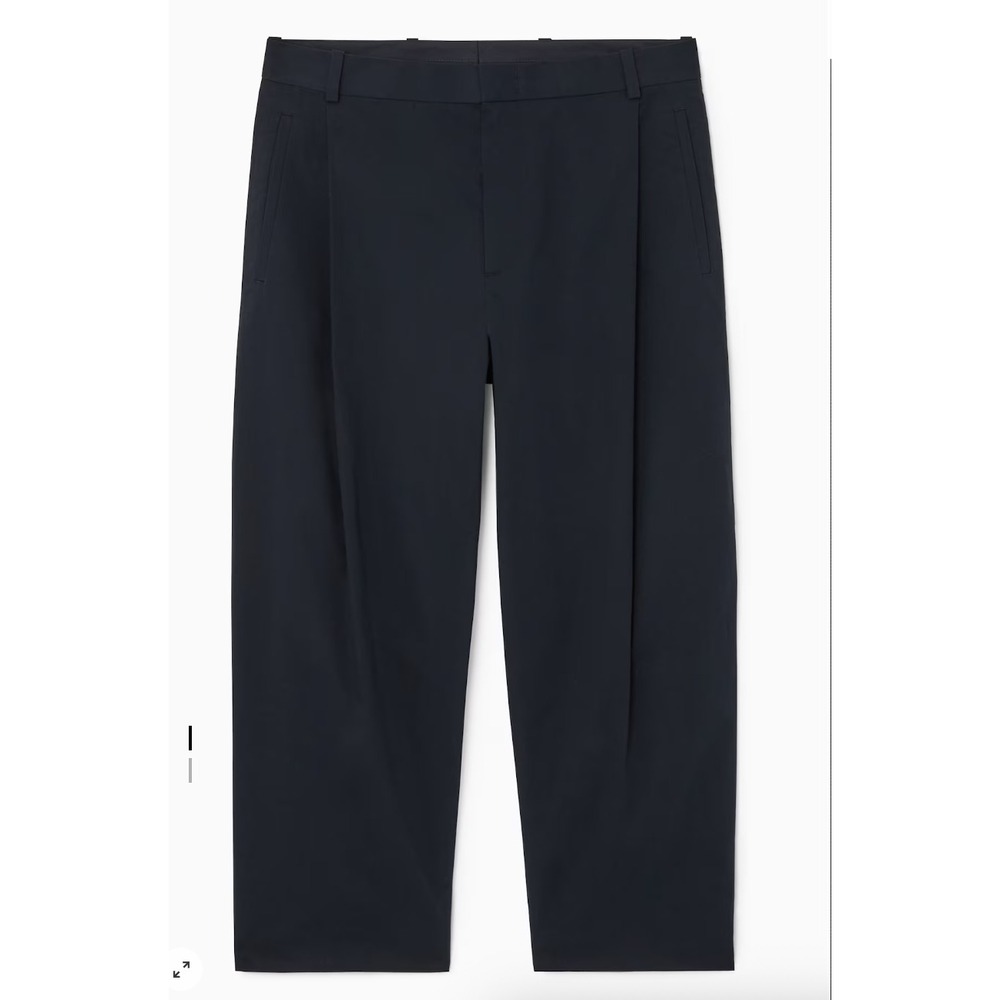 COS Dark Navy Tapered Pants Cotton Minimalist Tailored Trousers 8-10 Like New
